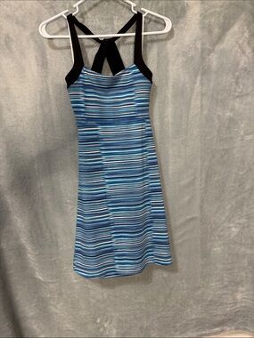 Soybu Blue Striped Mini Dress with Black Straps
